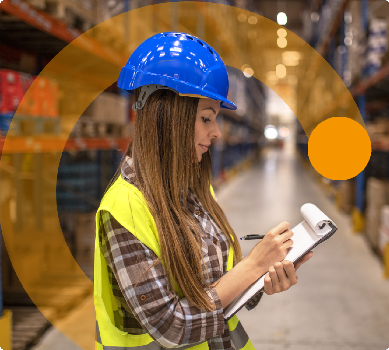A supply chain manager taking notes